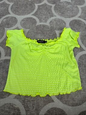 Neon Lime Ruched Crop Top